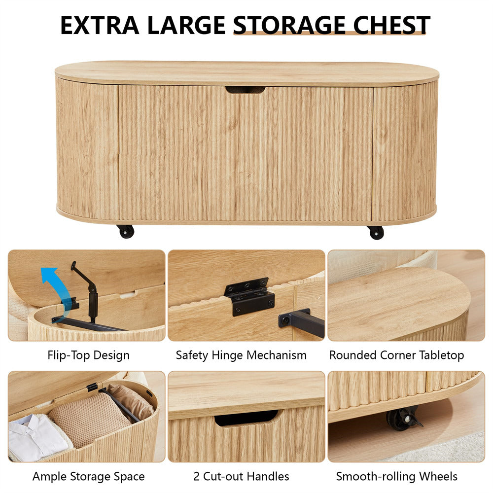 Extra large storage chest with features highlighted on a white background
