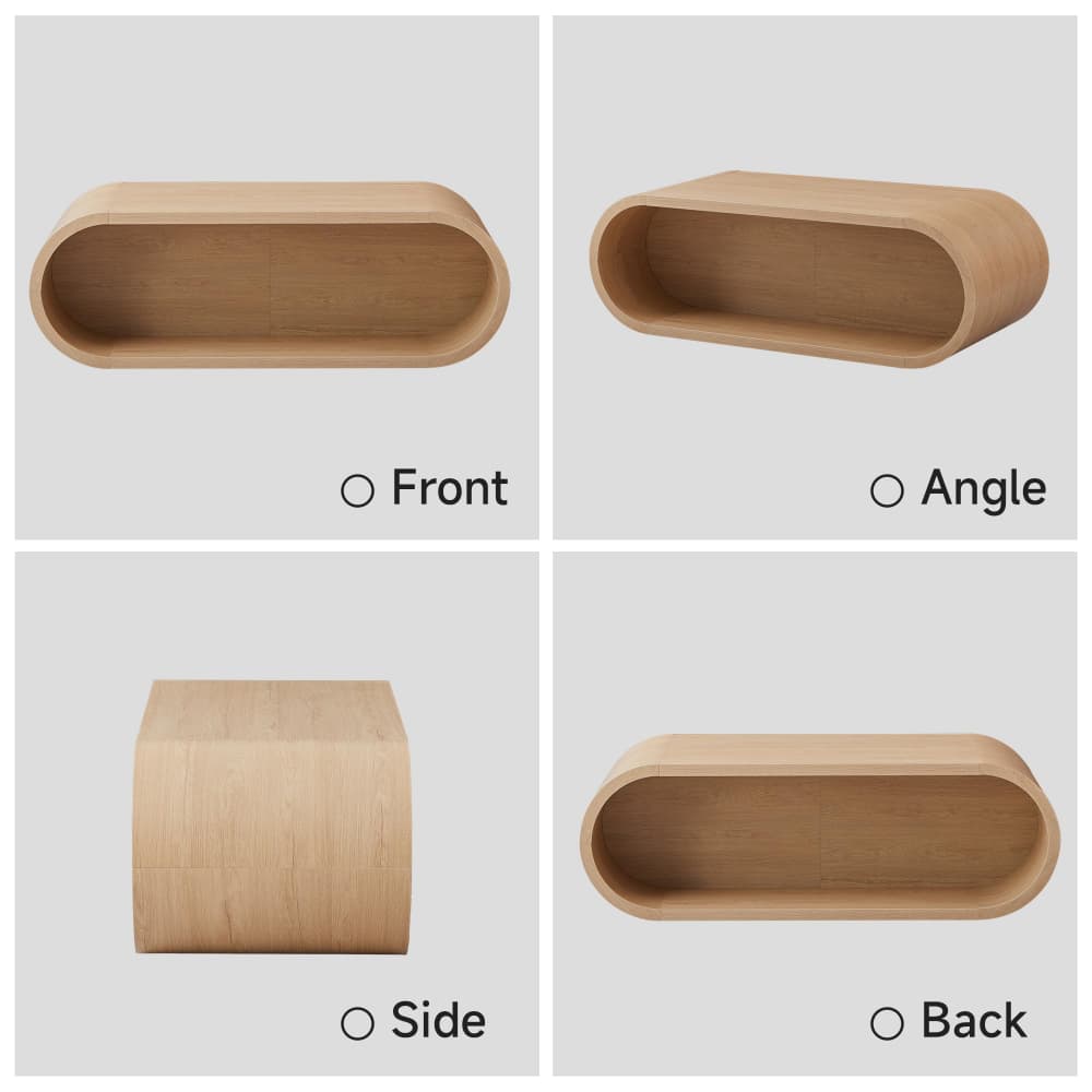 Natural 47'' Oval Coffee Table 2-Tier Center Table with Storage Shelf