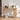 Wooden console table with decorative items in a modern interior setting