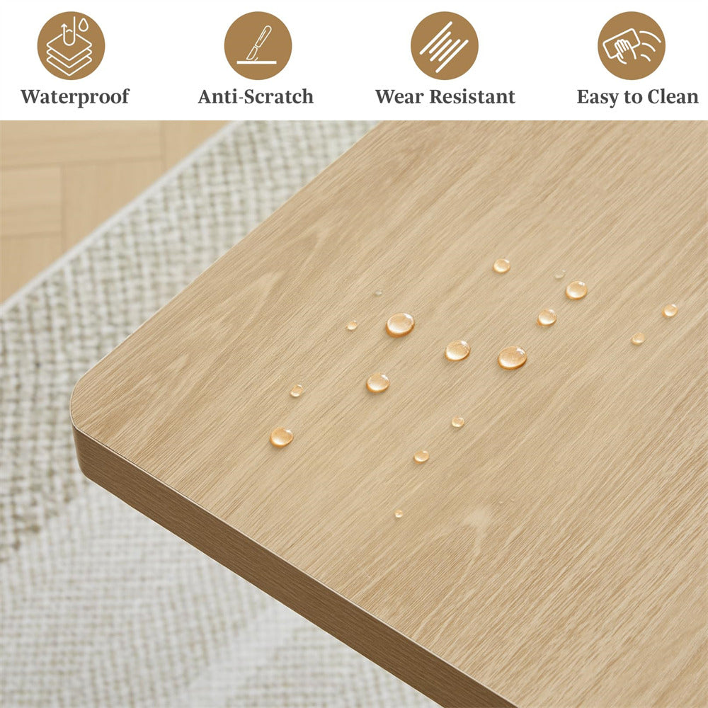 Natural 55 in–71 in Extendable Rectangular Kitchen Dining Table with Carved Line Base for 4–8