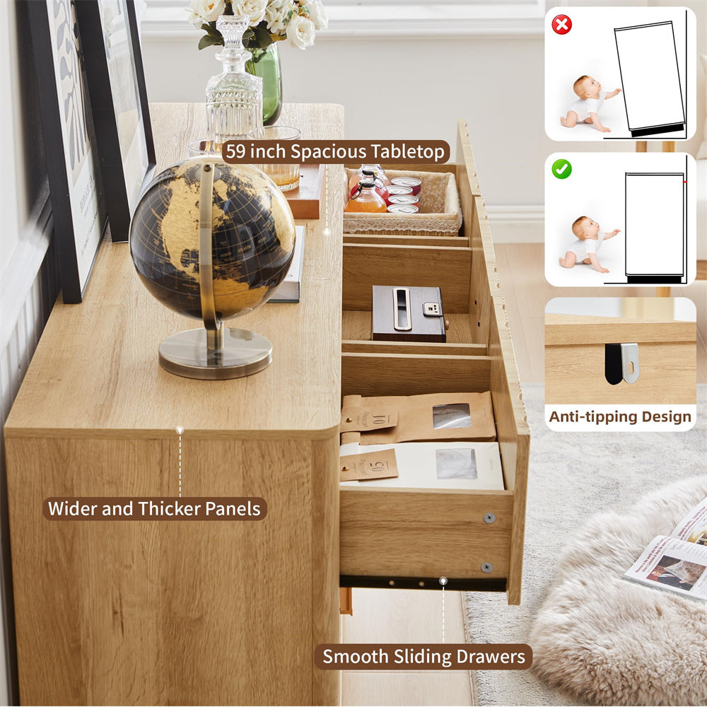 Wooden desk with features highlighted, including a globe and open drawers.