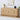 Wooden sideboard with decorative items in a room setting