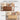 A comparison graphic showing two finish options for a wooden sideboard: a darker walnut finish on the top and a lighter natural finish on the bottom, each styled in a living room setting with text labels.
