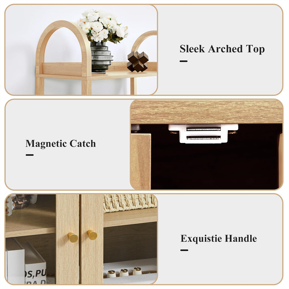 Wooden storage box with features highlighted on a white background