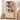 Natural 71" Tall Arched 5 Tier Fluted Freestanding Bookshelf with Scalloped Doors