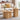 Natural Fluted Nesting Round Coffee Table Set of 2 Wooden Center Table