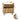 Wooden storage bench with dimensions and weight label on a white background