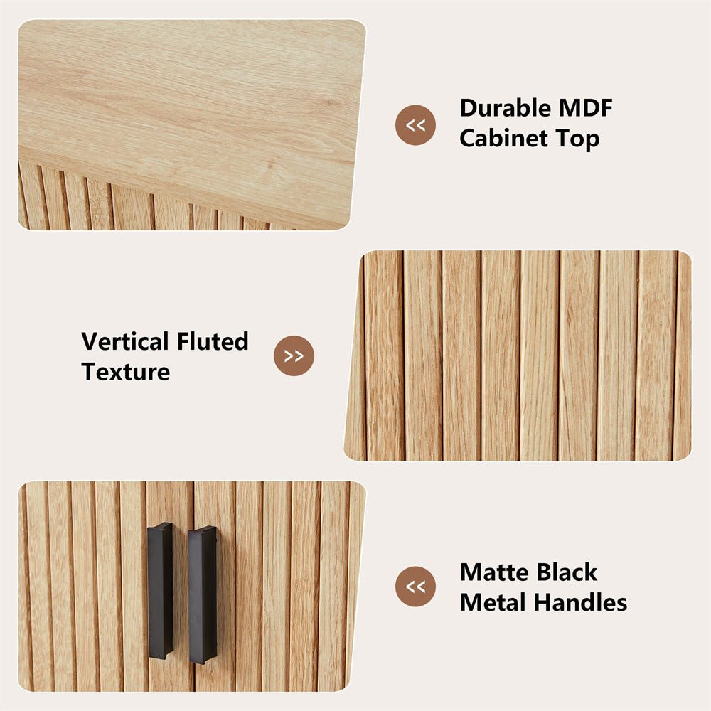 Natural Freestanding Over Toilet Storage Rack Wall-Anchored Wooden Storage Cabinet