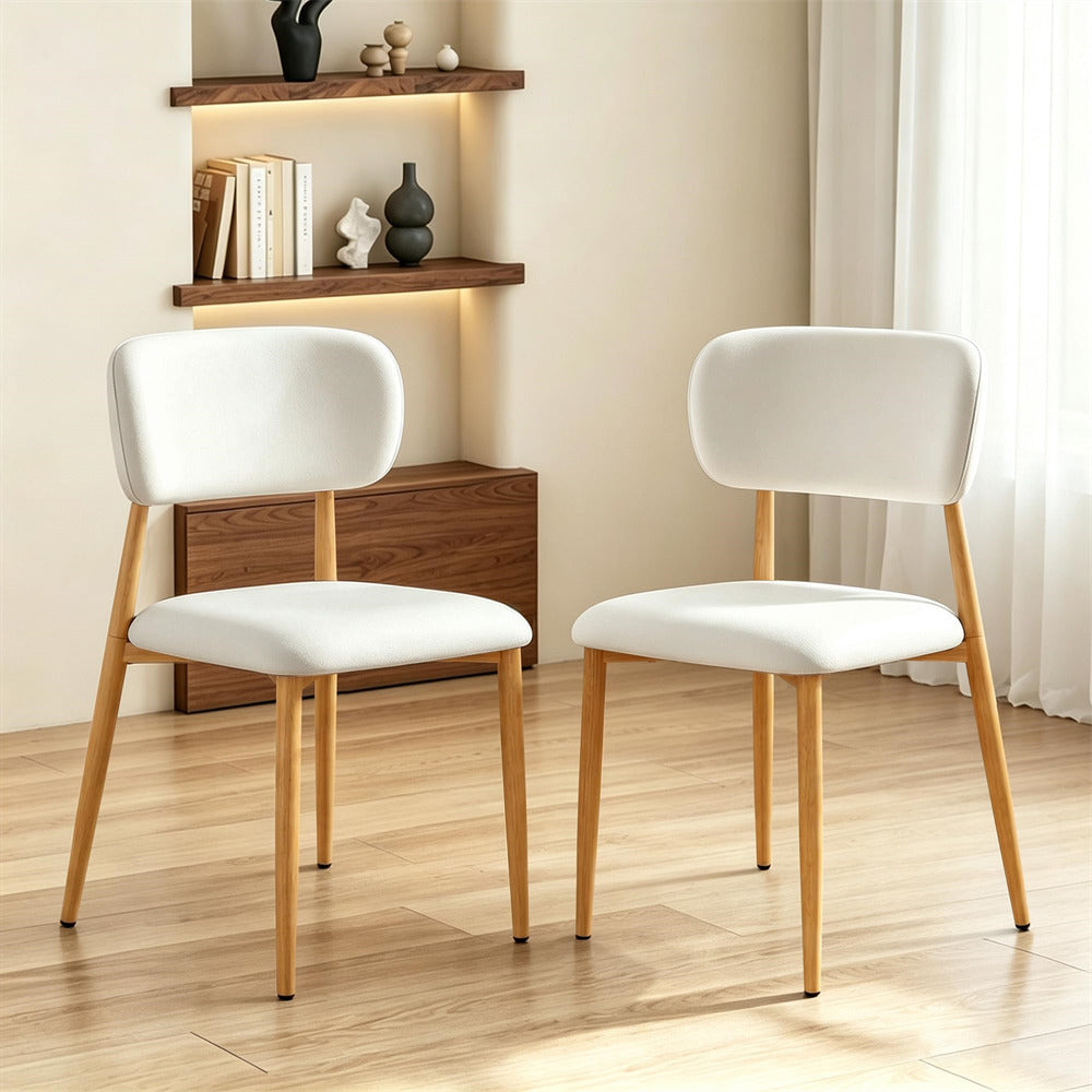 Natural Mid-Century Modern Upholstered Velvet Dining Room Chairs Set of 2 with Ergonomic Curved Backrest