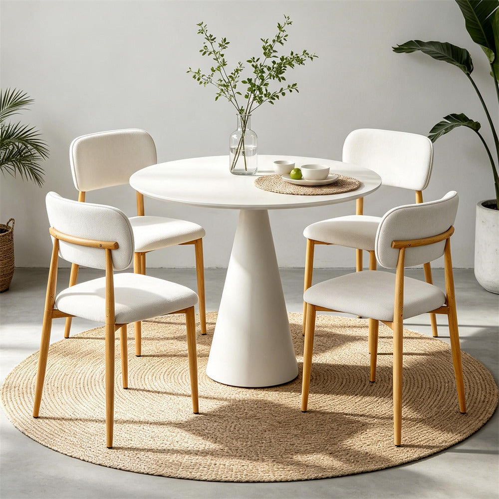 Natural Mid-Century Modern Upholstered Velvet Dining Room Chairs Set of 4 with Ergonomic Curved Backrest