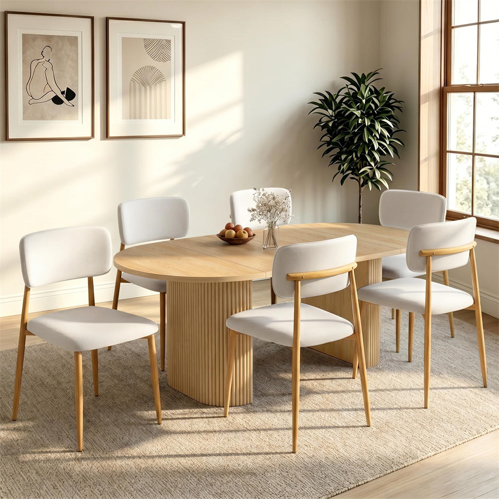 Natural Mid-Century Modern Upholstered Velvet Dining Room Chairs Set of 4 with Ergonomic Curved Backrest