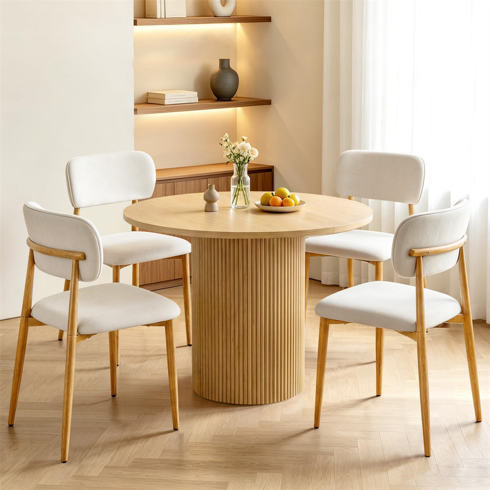Natural Mid-Century Modern Upholstered Velvet Dining Room Chairs Set of 4 with Ergonomic Curved Backrest