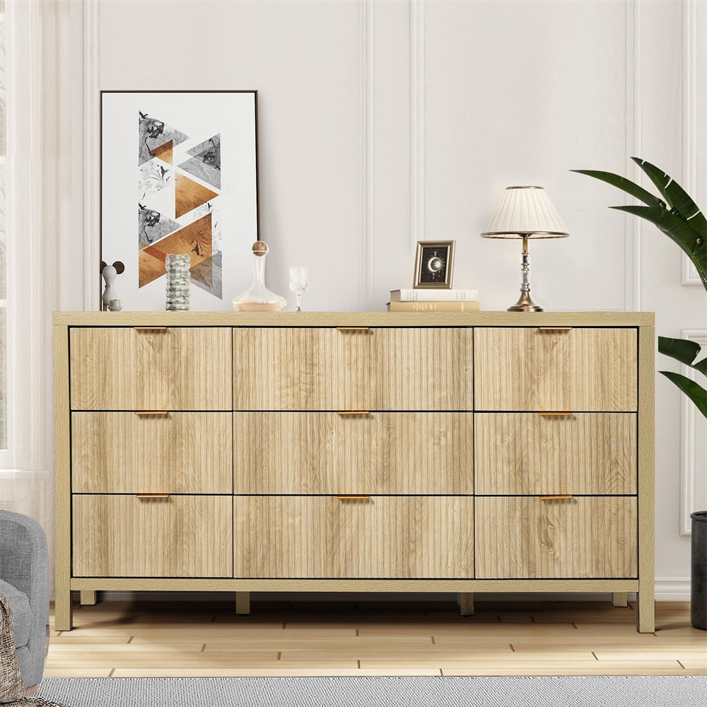mid century boho dresser George Oliver Mid-Century Fluted 4-Drawer Dresser, Natural Wood Chest of Drawers for Bedroom, Boho Storage Organizer