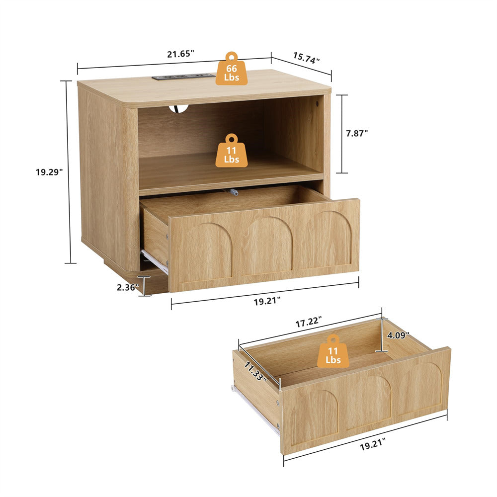 Wooden cabinet with dimensions and weight indicators on a white background