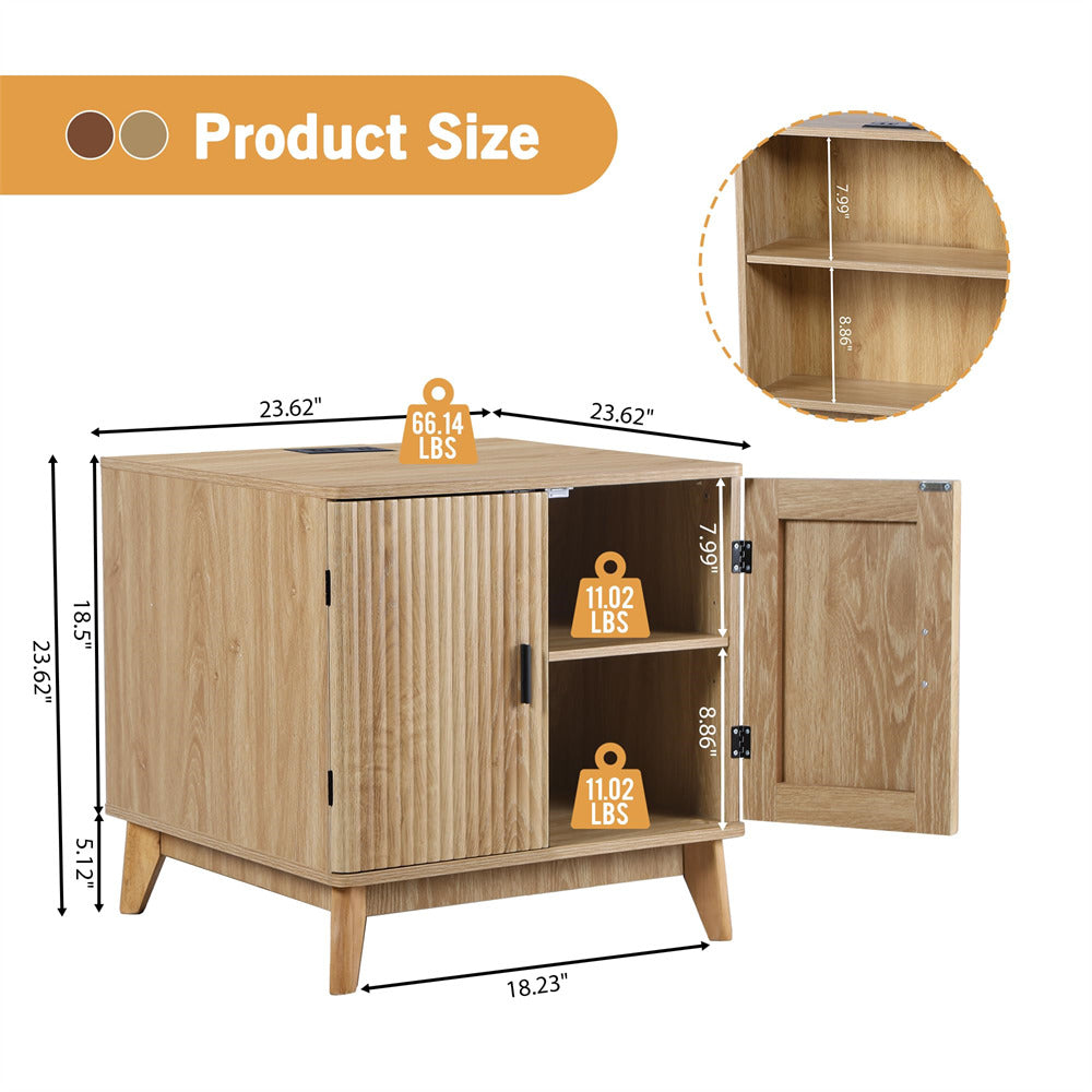 Wooden cabinet with dimensions and weight indicators on a white background