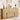 Natural Modern 4 Door Storage Cabinet Sideboard with Arched Fluted Door Design