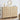 Wooden 5 drawer dresser with decorative items in a room setting