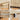 Collage of wooden furniture features including gold handles, wave panel design, smooth slide mechanism, and anti-tipping design.