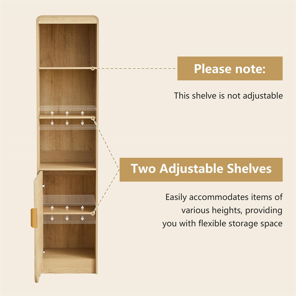 Wooden bookshelf with two adjustable shelves on a beige background