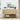 Wooden sideboard with decorative items against a white wall