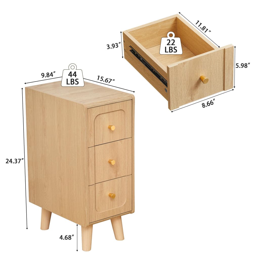 Natural Slim Couch Side Table Size