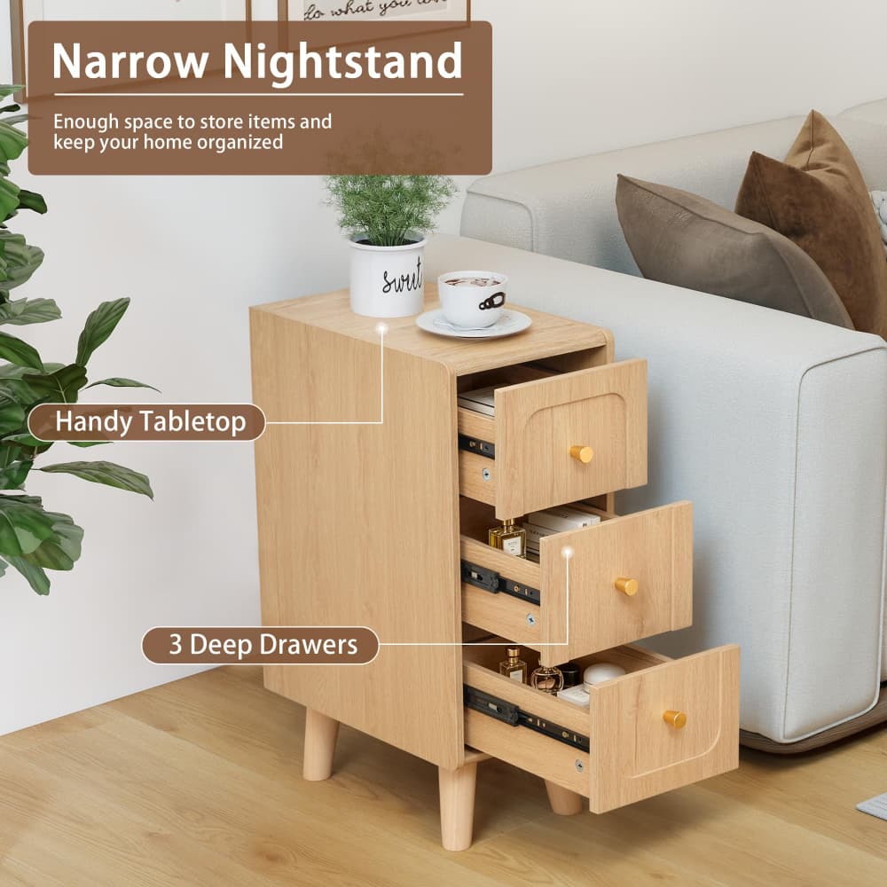 Natural Slim Couch Side Table