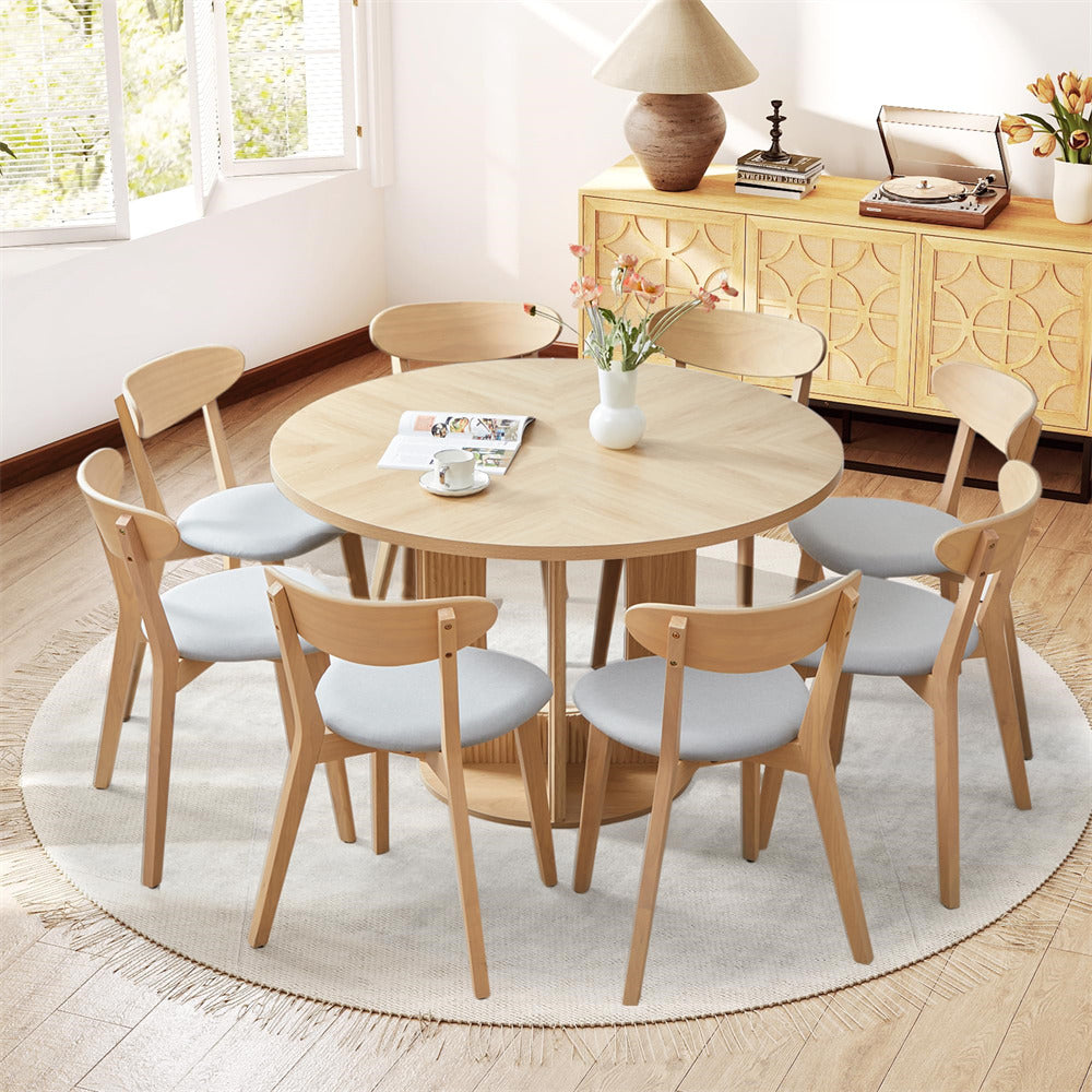 Natural Solid Wood Dining Chairs Set of 4