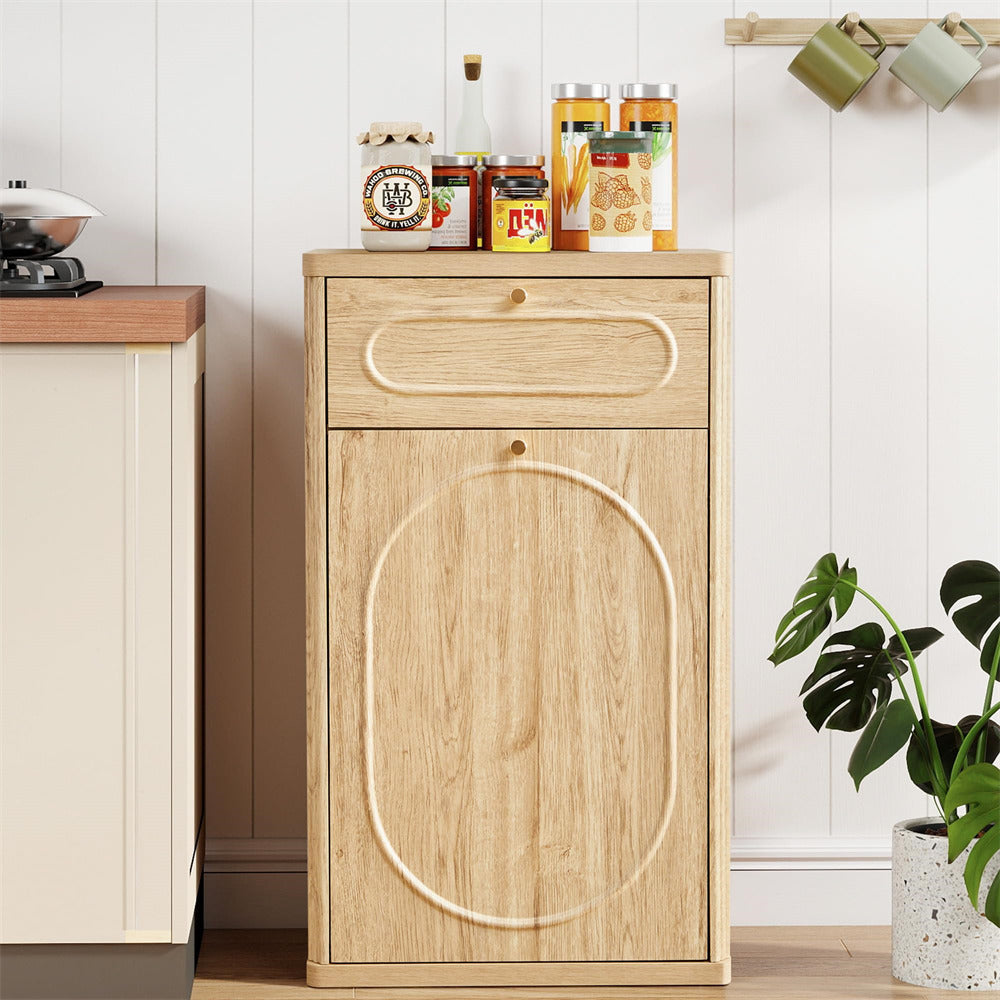 Wooden cabinet with decorative handles in a kitchen setting