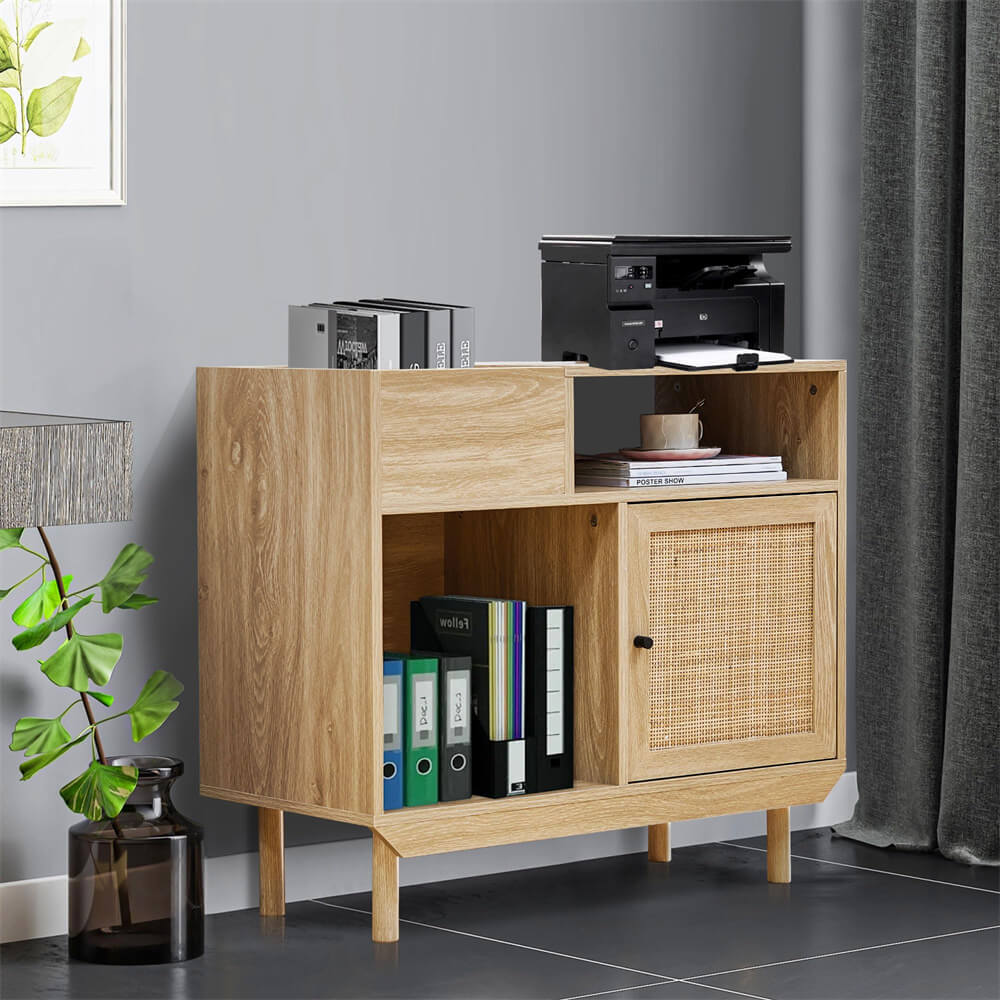 Rattan Record Player Stand Turntable Stand with Record Storage GiraTree