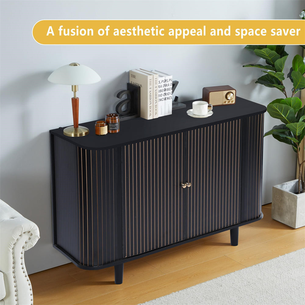 Sideboard Buffet Cabinet Console Table with Stripping Decorated Design ...