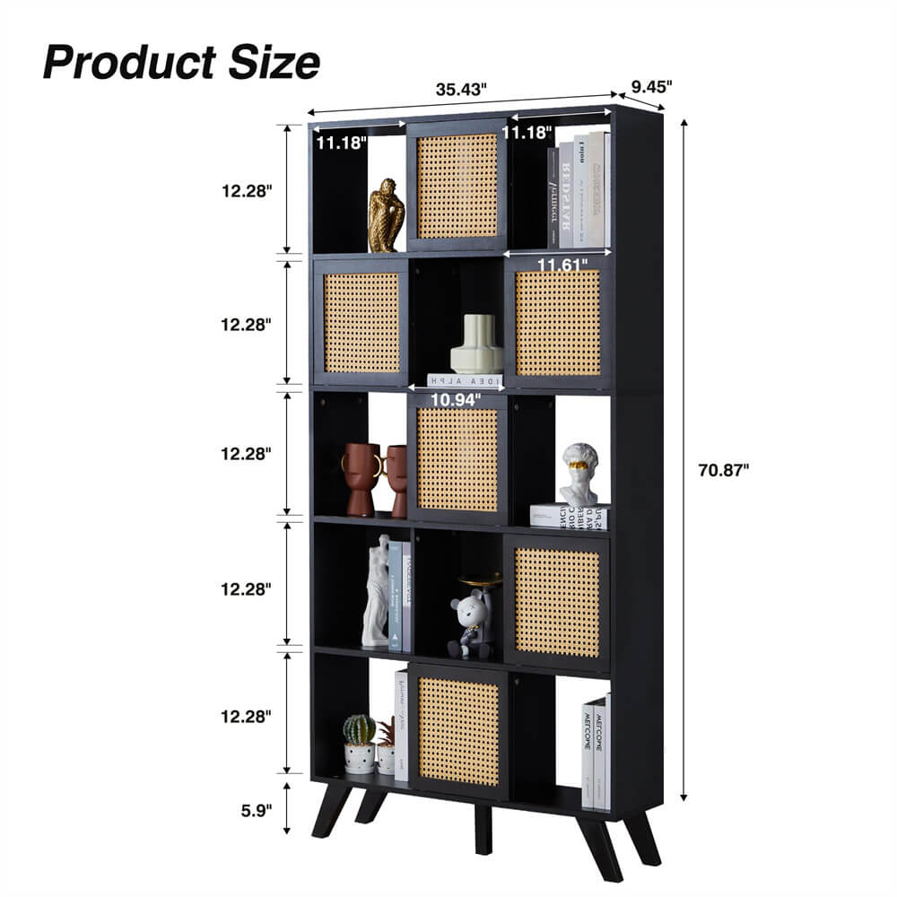 Solid Wood Kitchen Pantry Cabinet Black with Freestanding Storage Shelving Unit