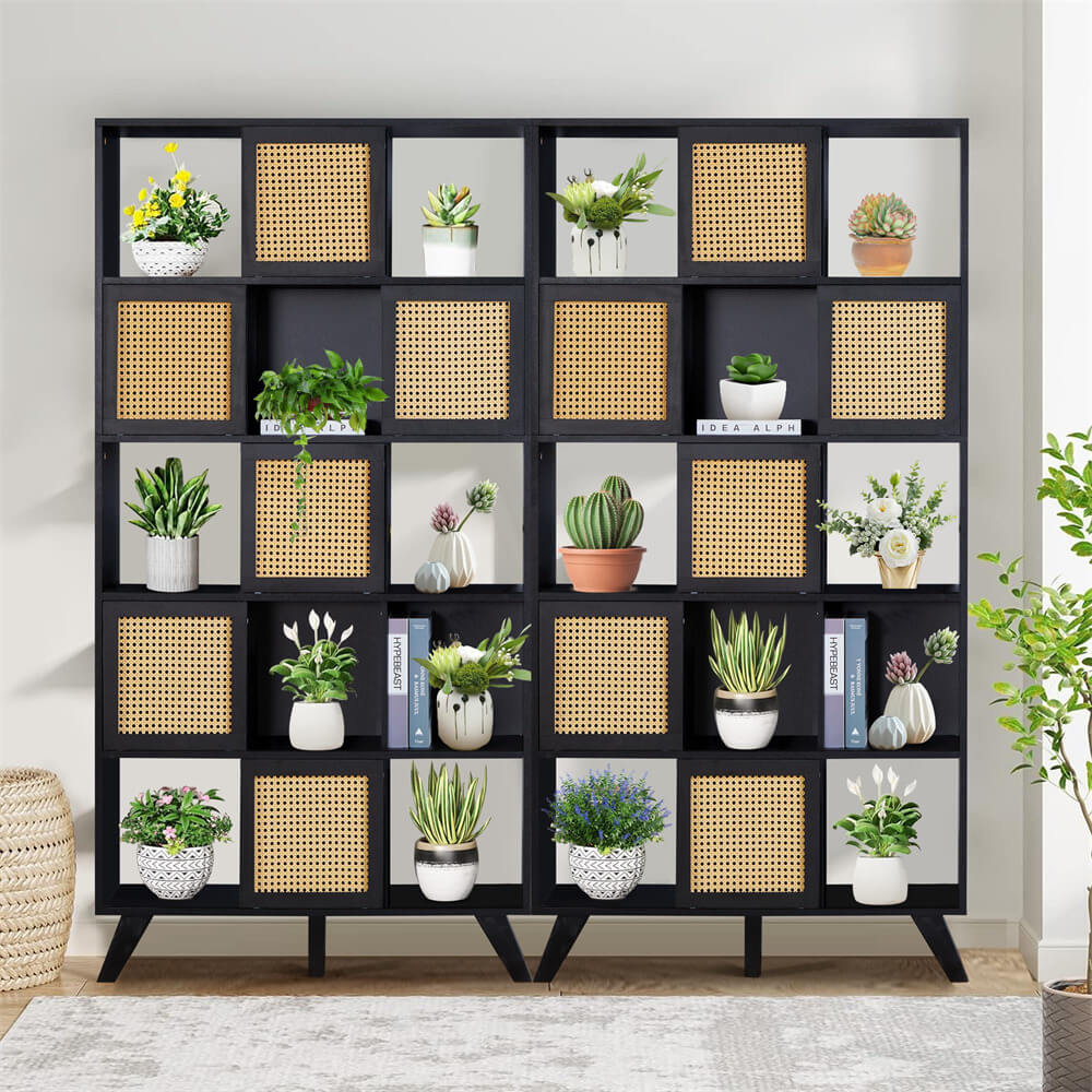 Solid Wood Kitchen Pantry Cabinet Black with Freestanding Storage Shelving Unit
