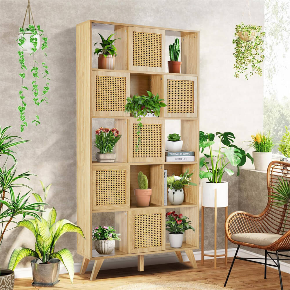 Solid Wood Kitchen Pantry Cabinet Natural with Freestanding Storage Shelving Unit