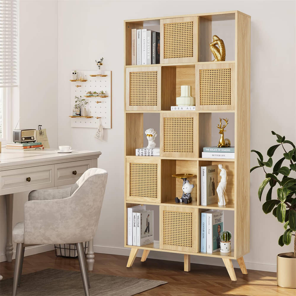 Solid Wood Kitchen Pantry Cabinet Natural with Freestanding Storage Shelving Unit