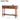 Wooden console table with dimensions and weight indicators on a white background