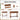 Wooden console table assembly process with labeled steps on a white background
