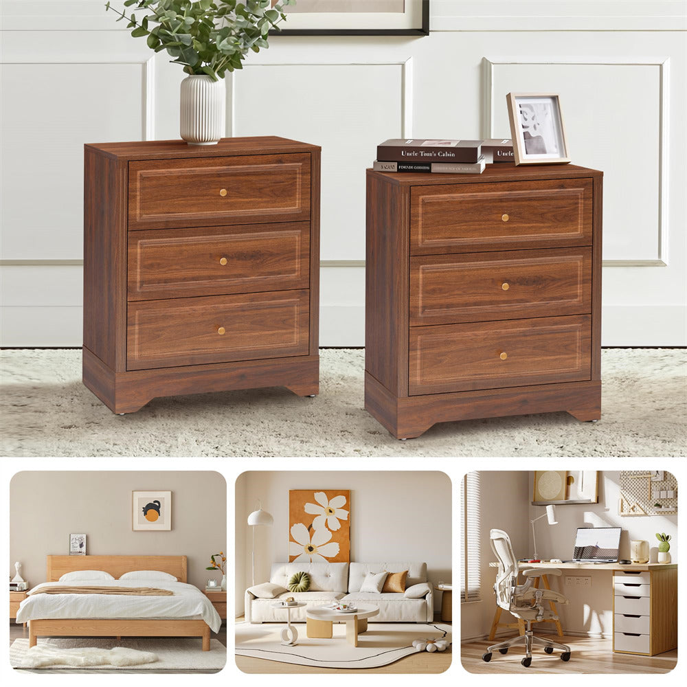 23-inch Wide 3-Drawer Nightstand Wooden End Table Small Dresser with C – GiraTree 23-inch Wide 3-Drawer Nightstand Wooden End Table Small Dresser with C – GiraTree