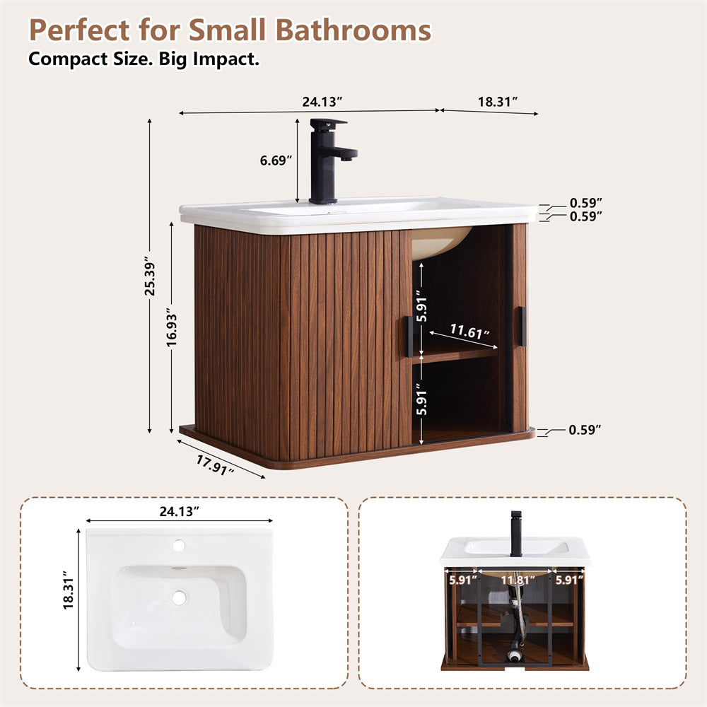 Bathroom vanity with dimensions labeled, suitable for small bathrooms.