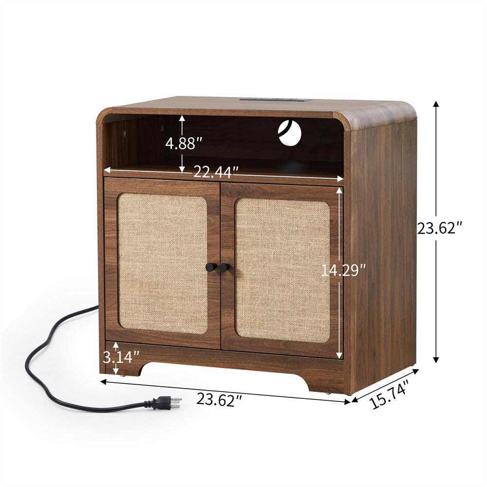 Wooden cabinet with dimensions labeled on a white background