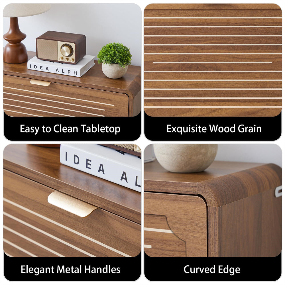 Walnut 27.55'' Freestanding Wood Hidden Shoe Cabinet with 2 Flip Drawers and Adjustable Shelf