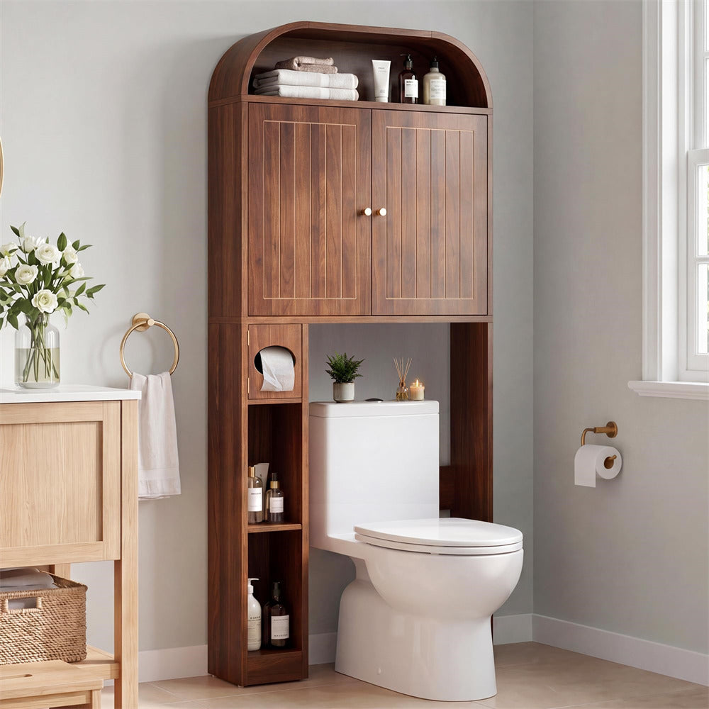Walnut 31" Wide Over the Toilet Storage with Toilet Paper Holder
