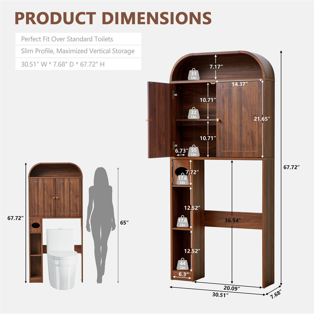 Walnut 31" Wide Over the Toilet Storage with Toilet Paper Holder