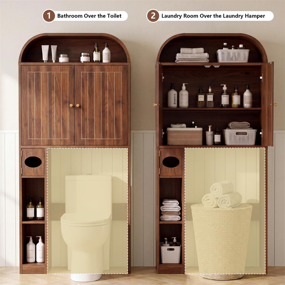 Walnut 31" Wide Over the Toilet Storage with Toilet Paper Holder