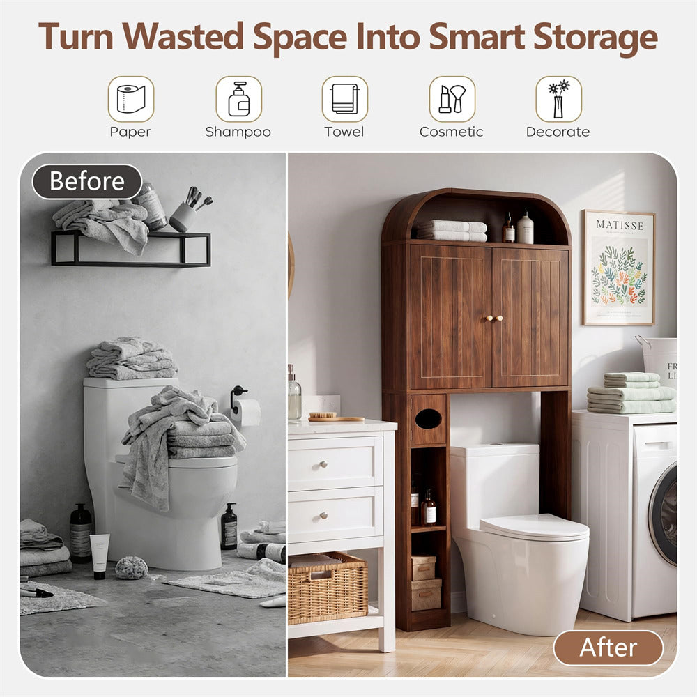 Walnut 31" Wide Over the Toilet Storage with Toilet Paper Holder