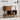Wooden TV stand with dimensions and weight indicators on a neutral background