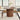 Wooden dining table with chairs in a modern room setting