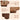 Three-panel product feature graphic for a round wooden table with a fluted pedestal base. Text highlights rounded table corners, thickened tabletop, and fluted base, with close-up views of the wood grain and base details on a light beige background.