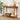 Wooden console table with decorative items in a room setting