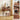 Walnut  43" Fluted Wood Makeup Vanity Desk Dressing Table with Mirror and 3 Light Modes
