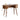 Wooden L-shaped desk with dimensions and weight label on a white background